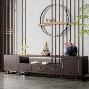 新中式实木电视柜3D模型下载